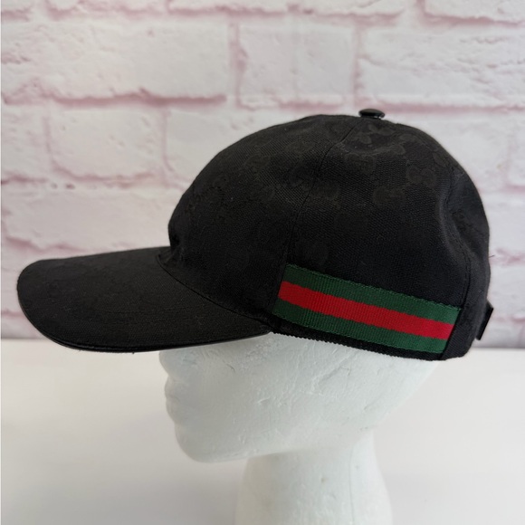 Gucci Classic Web Black Gg Monogram Baseball Cap Hat Large